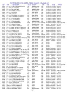 WESTERN VIDEO MARKET - PRICE REPORT - May 26th, 2011 LOT REP CONSIGNOR 6001 SLA MT COBB CHAROLAIS RANCH