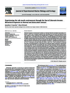 Experiencing the salt marsh environment through the foot of Littoraria irrorata: Behavioral responses to thermal and desiccation stresses