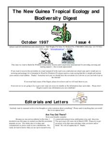 Papuaweb: No.4 - New Guinea Tropical Ecology and Biodiversity Digest