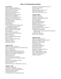 Base Reconciliation Submission Schedule