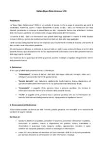 Italian Open Data License v2.0  Preambolo La 