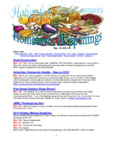 Nov. 19, 2014 Quick Links USAG Hohenfels / ACS / ODR / Sports and Fitness / Arts and Crafts / CYS / Library / Chaplain / Dining Facilities / Government Organizations / Jobs / Private Organizations / Movie Schedule / Off 