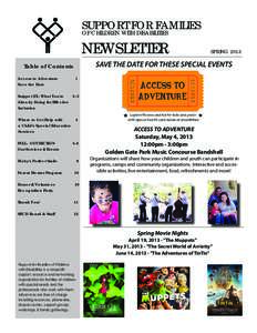 SUPPORT FOR FAMILIES OF CHILDREN WITH DISABILITIES NEWSLETTER  SPRING 2013