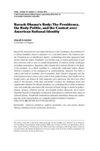 Barack Obama&rsquo;s Body: The Presidency, the Body Politic, and the Contest over American National Identity