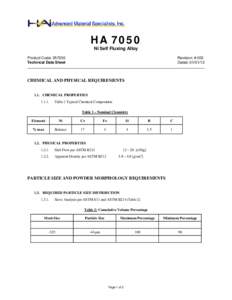 HA 7050 Ni Self Fluxing Alloy Product Code: Technical Data Sheet  Revision: # 003