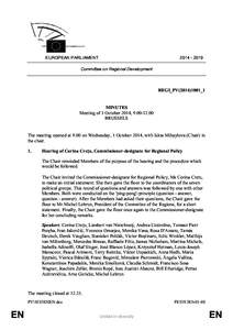 [removed]EUROPEAN PARLIAMENT Committee on Regional Development  REGI_PV(2014)1001_1