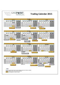 Trading Calendar 2015 Q1 2015 February January Mon Tue
