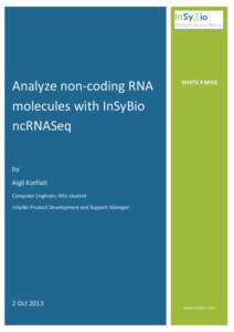 Analyze non-coding RNA molecules with InSyBio ncRNASeq WHITE PAPER