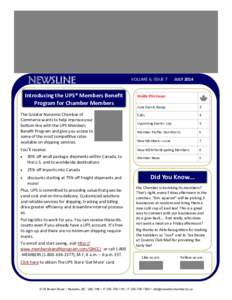 NEWSLINE Introducing the UPS® Members Benefit Program for Chamber Members VOLUME 6, ISSUE 7