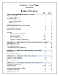 BOARD OF PUBLIC WORKS JANUARY 8, 2014 TABLE OF CONTENTS Section page no.