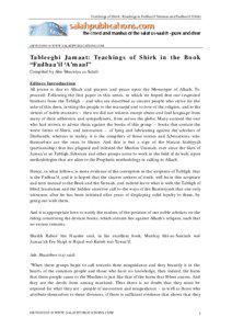 Teachings of Shirk : Readings in Fadhaa’il Namaaz and Fadhaa’il Dhikr  GRV020005 @ WWW.SALAFIPUBLICATIONS.COM