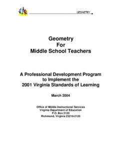 Geometry For Middle School Teachers A Professional Development Program to Implement the