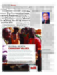19  THE HILL TIMES, MONDAY, JUNE 9, 2014 HILL LIFE & PEOPLE MIKE KIRBY  Former Parliamentarians award former