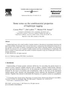 Mathematical Biosciences–216 www.elsevier.com/locate/mbs Some notes on the combinatorial properties of haplotype tagging Carsten Wiuf