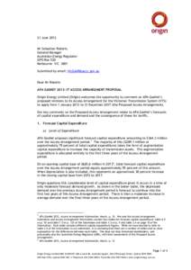 21 June 2012 Mr Sebastian Roberts General Manager Australian Energy Regulator GPO Box 520 Melbourne VIC 3001