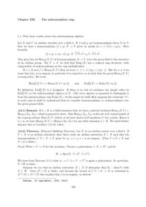 Chapter XII.  The endomorphism ring. § 1. First basic results about the endomorphism algebra. Let X and Y be abelian varieties over a field k. If f and g are homomorphisms from X to Y