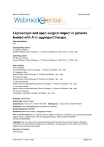 Article ID: WMC004780  ISSN[removed]Laproscopic and open surgical impact in patients treated with Anti aggregant therapy