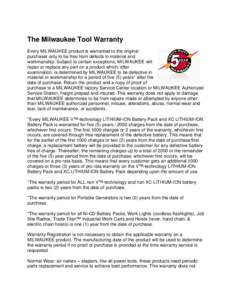 The Milwaukee Tool Warranty