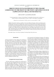 GEOLOGICA CARPATHICA, 54, 6, BRATISLAVA, DECEMBER  416 ORIENTATIONS OF PALEOSTRESSES IN LIMESTONES OF THE WEST CARPATHIAN FLYSCH