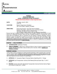 AGENDA REGULAR MEETING LOCAL TRANSPORTATION AUTHORITY Please Click Boxes Below to Open Agenda Items DATE: