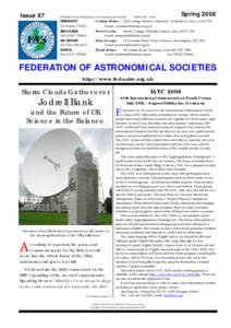 Issue 87  Published by the Federation of Astronomical Societies PRESIDENT Tel: 