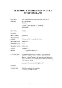 PLANNING & ENVIRONMENT COURT OF QUEENSLAND CITATION: Scott v Tablelands Regional CouncilQPEC 33
