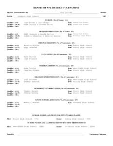 REPORT OF NFL DISTRICT TOURNAMENT Tall Cotton The NFL Tournament for the  District