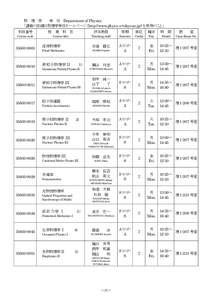 ≀ ⌮ Ꮫ  ᑓ ᨷ Department of Physics 䛂ㅮ⩏䛾ヲ⣽䛿≀⌮Ꮫᑓᨷ䝩䞊䝮䝨䞊䝆䠄http://www.phys.s.u-tokyo.ac.jp/䠅䜢ཧ↷䛾䛣䛸䛃 ᤵ ᴗ ⛉ ┠ ᢸᙜᩍဨ Ꮫᮇ ༢఩ ᭙᪥ ᫬