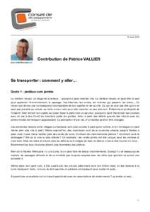 15 marsContribution de Patrice VALLIER   Se transporter : comment y aller…