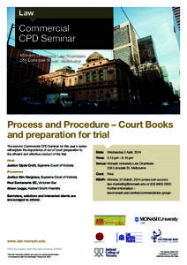 Law  Commercial CPD Seminar Monash University Law Chambers 555 Lonsdale Street, Melbourne