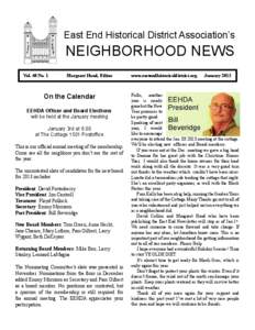 East End Historical District Association’s  NEIGHBORHOOD NEWS Vol. 40 No. 1