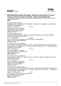 FACT Sheet FIFA World Stars Games at a glance - Matches des FIFA World Stars en bref Partidos de Selecciones Estelares de la FIFA - Spiele der FIFA-Weltauswahl Only games against national associations and confederations (except the game ‘Football for Hope’ a FIFA/AFC