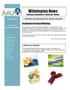 Wilmington News American Association of University Women September 2013 Breaking through barriers for women and girls
