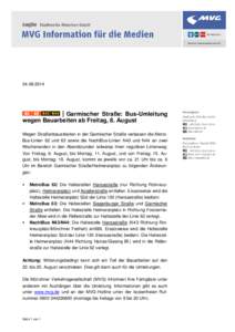 62, 63, N43, N44  - Garmischer Straße: Bus-Umleitung wegen Bauarbeiten ab Freitag, 8. August