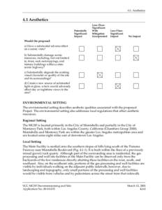 4.1: Aesthetics  4.1 Aesthetics Potentially Significant Impact