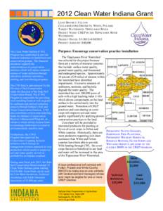 2012 Clean Water Indiana Grant LEAD DISTRICT: FULTON COLLABORATING DISTRICTS: WHITE, PULASKI TARGET WATERSHED: TIPPECANOE RIVER PROJECT NAME: CREP IN THE TIPPECANOE RIVER WATERSHED