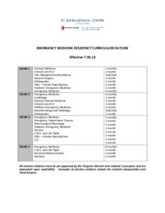 EMERGENCY MEDICINE RESIDENCY CURRICULUM OUTLINE Effective[removed]OGME-1 OGME-2