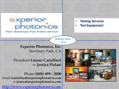 • Testing Services • Test Equipment Member Since 2005