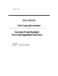 September 8, 2000  FINAL REPORT Chat Usage Subcommittee of