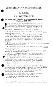 AUSTRALIAN CAPITAL TERRITORY. No. 6 of[removed]AN ORDINANCE To amend the Trespass on Commonwealth Lands Ordinance[removed].