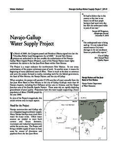 Water Matters!  Navajo-Gallup Water Supply Project | 21-1 “It’s hard to believe that in this