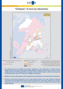 Thematic data: Typology Map. Land boundaries: © EuroGeographics Association and ESRI. Regional level: NUTS2. Sea boundaries: OSPAR Convention, EU Integrated Maritime Policy and EEZ. “Coldspots” of land-sea interacti