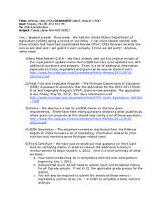 From: Bushong, Linda (MDE) On Behalf Of Leikert, Howard J (MDE) Sent: Tuesday, May 08, 2012 4:17 PM To: MDE-SchoolNutrition Subject: Tuesday News from MDE[removed]Yes, I skipped a week. Busy week. We had the United State