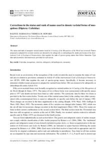 Corrections in the status and rank of names used to denote varietal forms of mosquitoes (Diptera: Culicidae).