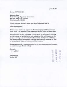 June 11, 2014 Docket #CP13[removed]Kimberly Bose Federal Energy Regulatory Commission 888 First Street N.E., Unit 1A Washington, D.C[removed]