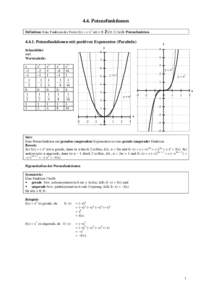 4.4. Potenzfunktionen Definition: Eine Funktion der Form f(x) = c·xz mit z