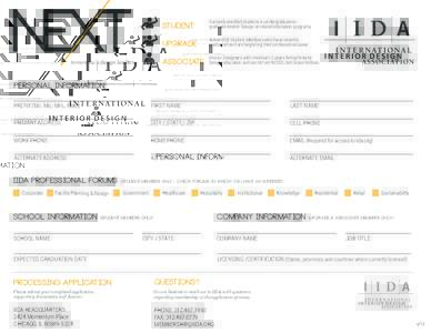 NEXT tomorrow’s design leaders STUDENT  Currently enrolled students in undergraduate or