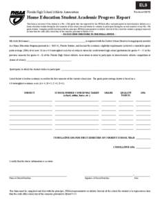 EL9 Florida High School Athletic Association Revised[removed]Home Education Student Academic Progress Report
