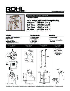 www.rohlhome.com  Exposed Tub Filler with Handspray Cisal Bath Collection  AC7X (Bridge, Spout and Handspray Only)