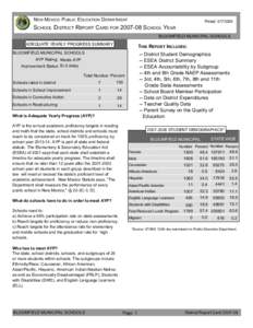 NEW MEXICO PUBLIC EDUCATION DEPARTMENT  Printed: [removed]SCHOOL DISTRICT REPORT CARD FOR[removed]SCHOOL YEAR BLOOMFIELD MUNICIPAL SCHOOLS